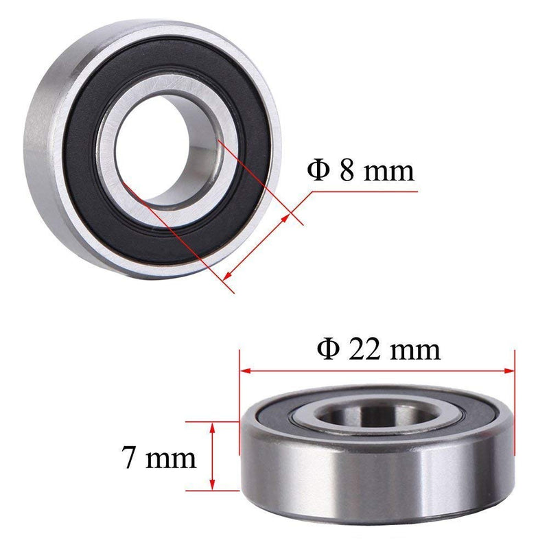 [Australia - AusPower] - Donepart 608-2RS Bearing, 608 Bearings, C3 High Speed 8mmx22mmx7mm Bearings, Double Sealed Small Bearings for Fidget Spinner, Skateboards, Scooter, 3D Printer, etc (20pack) 20 