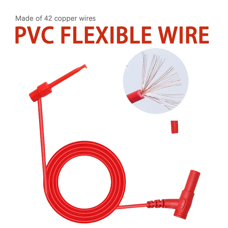 [Australia - AusPower] - Multimeter Test Leads Set, Red and Black, Silicone Insulated, Banana Plug to Alligator Clips 