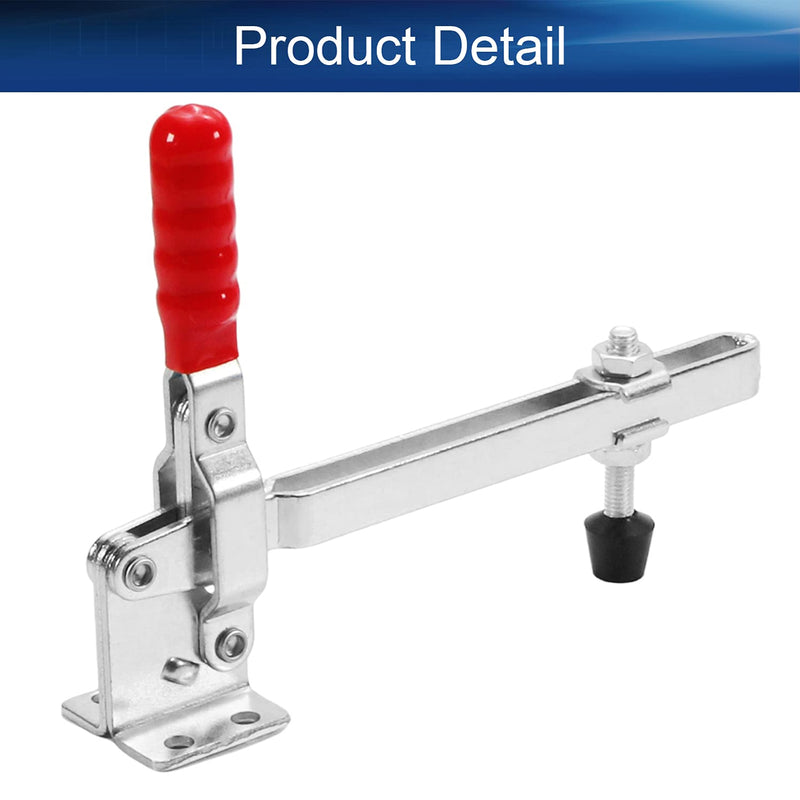 [Australia - AusPower] - Auniwaig GH-101-D-15 Quick Release Vertical Toggle Clamp 396.83 Lbs Hold Down Hand Tool Long U Bar Toggle Clamp w Adjustable Rubber Pressure Tip for Hold Down Boards Fixing Work-piece Silver 180kg 1pcs 