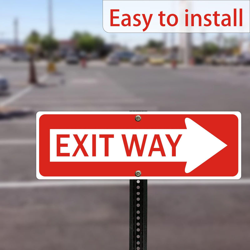 Exit Way Signs with Arrows, 18x6 Inches, Red and White, Reflective Aluminum, Left and Right Direction, 2-Pack red and white - Left and Right Exit
