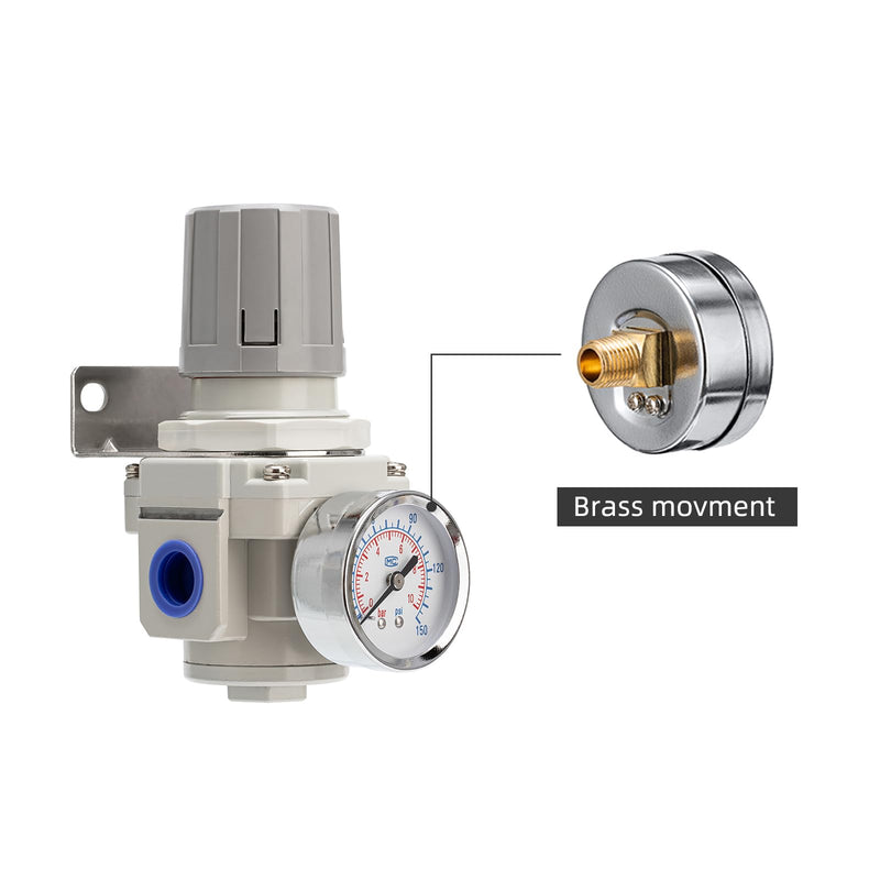 Compressed Air Regulator 1/2" NPT 0-150 PSI Fine Adjustment, Gauge Included, Ideal for Spray Painting, CNC, & Automotive Air Tools 1/2"NPT/AR4000-04
