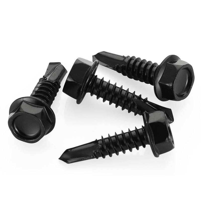 [Australia - AusPower] - #10 x 3/4" Hex Washer Head Self Tapping Drilling Screws Black Finish, 410 Stainless Steel, 50 PCS #10 x 3/4" 