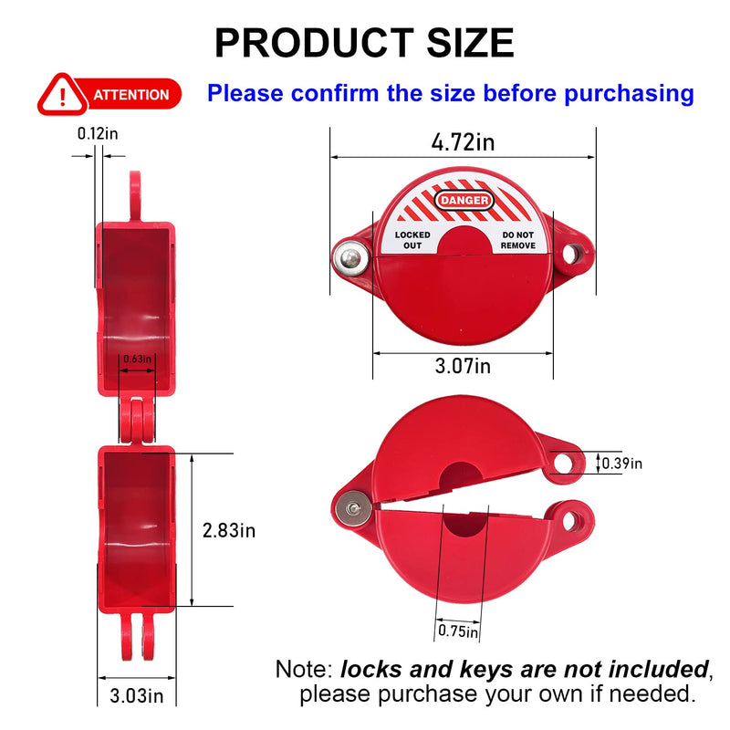 [Australia - AusPower] - Gate Valve Lockout Device | 1 to 2-1/2 Inch Dia | 2 Pack | Hose Bib, Gas, Propane Tank, Water Spigot and Faucet Locks Outdoor | Red for Professional and Industrial Use 