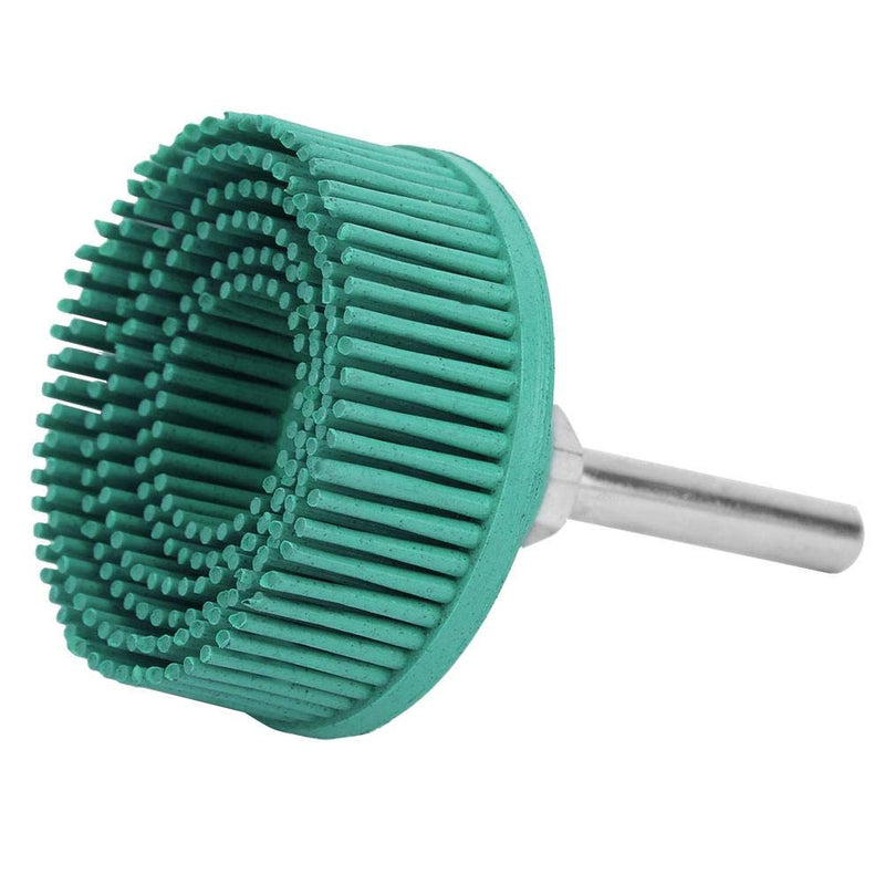 Bristle Disc with Connecting Rod, Drill Accessories for Metal Fine Processing Cleaning Polishing Grinding Deburring Removal of Rust Scratches (Green 50#)