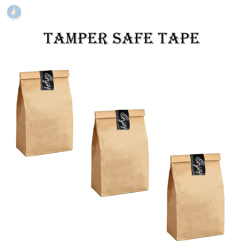 Angel's Peel Lounge Tamper Proof Stickers Roll — Tamper Evident Stickers for Food Safety, Delivery Bags, Drink Lids, Containers, Self Adhesive Seal Tape, Writable Surface - 1x3in 250-COUNTS, Black
