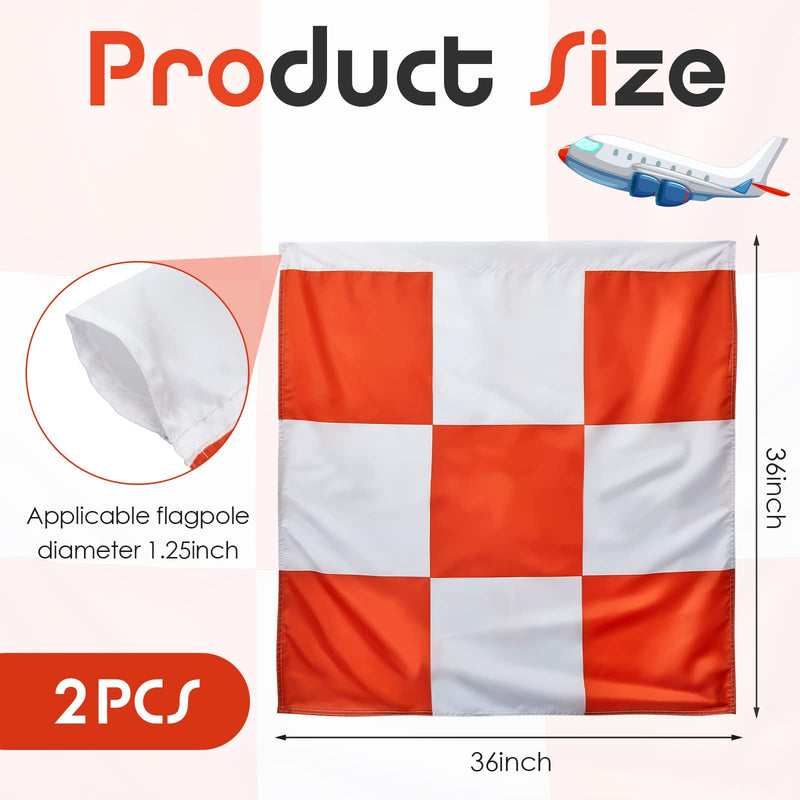[Australia - AusPower] - Safety Airport Flag, 36 x 36 Inch, Marking Orange and White Checkered Racing Flags for Safety Warning Marking Airport Construction Vehicles Site Obstacles Bike Truck Camping(2 Pcs) 2 