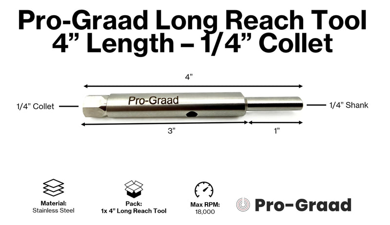 4" Long Reach Heavy Duty 1/4" Collet Extension Tool – Carbide Burr & Bit Holder for Die Grinder – Extended Reach for Engine Porting, Precision Grinding, Auto & Industrial Use 4" Length 1/4" Collet