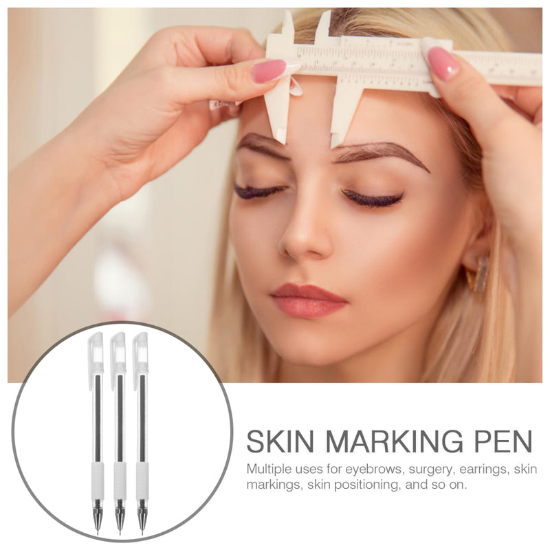 GALPADA 3 Pens, Skin Marking Pen, Waterproof for Eyebrows, Microblading Tattoo Position Pen, Skin Positioning Pen for Piercing, Surgery and Precise Lines black