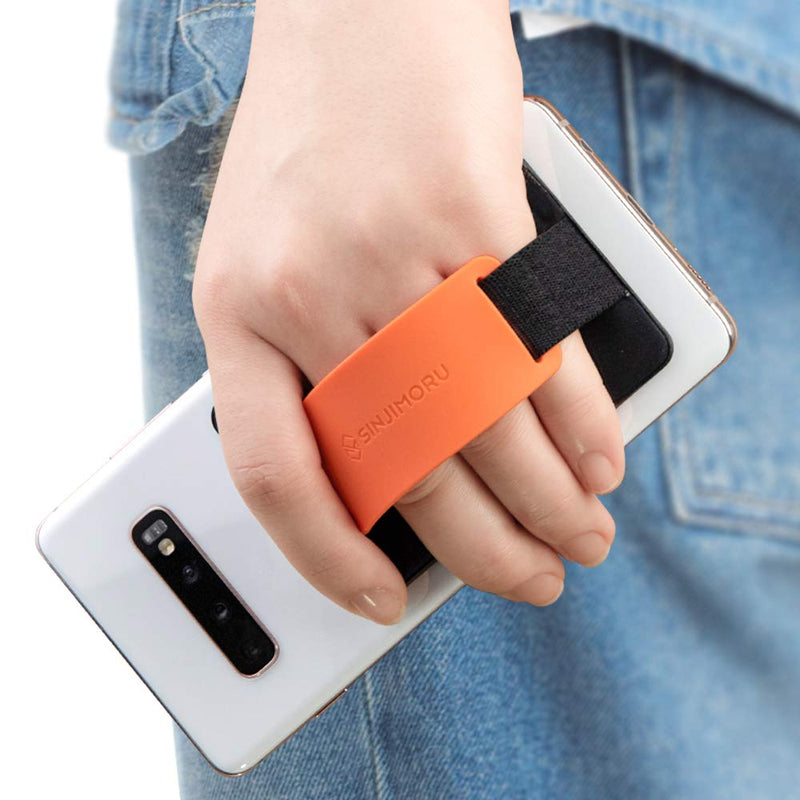 [Australia - AusPower] - Sinjimoru Phone Grip Card Holder with Phone Stand, Secure Stick on Wallet for iPhone with Kickstand for Table. Sinji Pouch B-Grip Silicone Clementine 