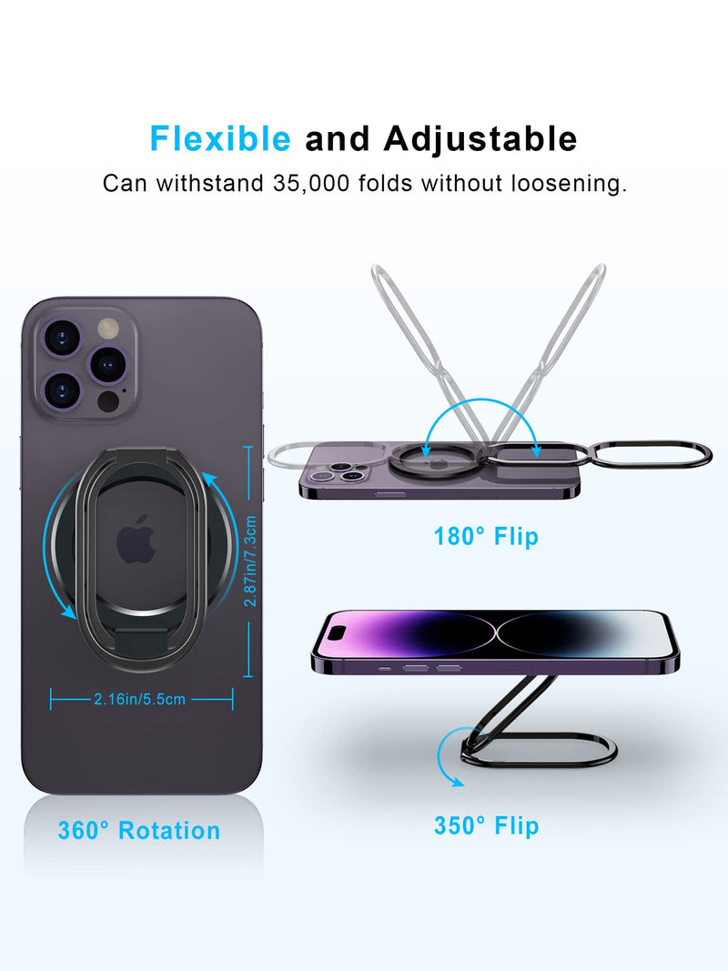 [Australia - AusPower] - 【2024 Upgraded】 Mag Safe Phone Ring Holder, SUPERONE Adjustable Magnetic Kickstand & Removable Phone Grip Compatible with Wireless Charging Only for iPhone 15 & 14 & 13 & 12 Series - Black 