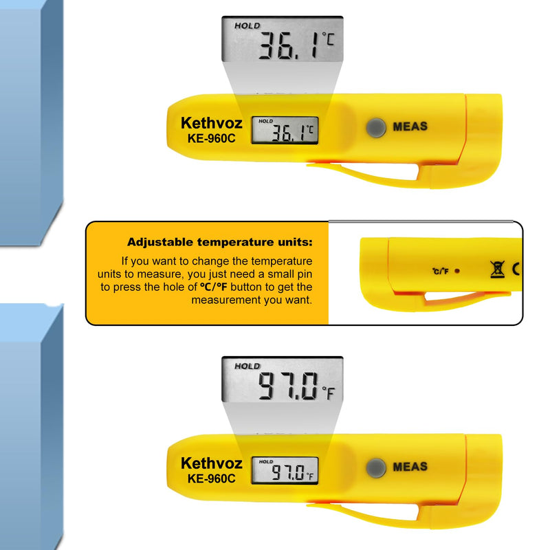 [Australia - AusPower] - Non Contact Infrared Food Thermometer, Digital IR Laser Thermometer Pen for Cooking, -22°F to 527°F Instant Read, No Touch Safe Hygienic for Meat, Grill, Candy, Wine, Baby Milk (2-Pack) 