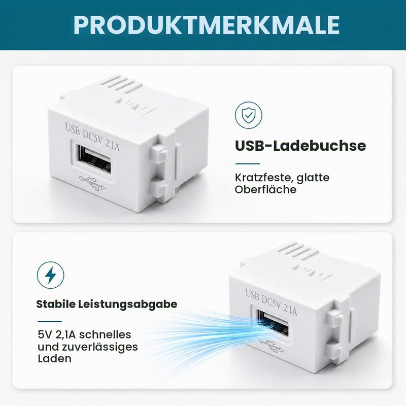 Pack of 3 USB Power Supply Module 230 V to 5 V 2.1 A, USB Socket Flush-Mounted Power Supply Switch Adapter for Smartphones Tablets and Devices, Compact Installation Adapter | Einbau USB Ladeadapter, Kompakt für Smartphone Tablet USB Geräte, Plug & Play...