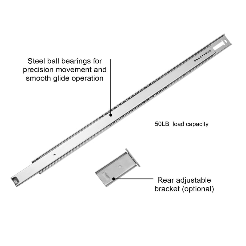 [Australia - AusPower] - LONTAN 2 Pcs Center Mount Drawer Slides Bottom Mount for Cabinet and Dresser 16 Inch Heavy Duty Drawer Rails 10.74" Extension Glide Track 