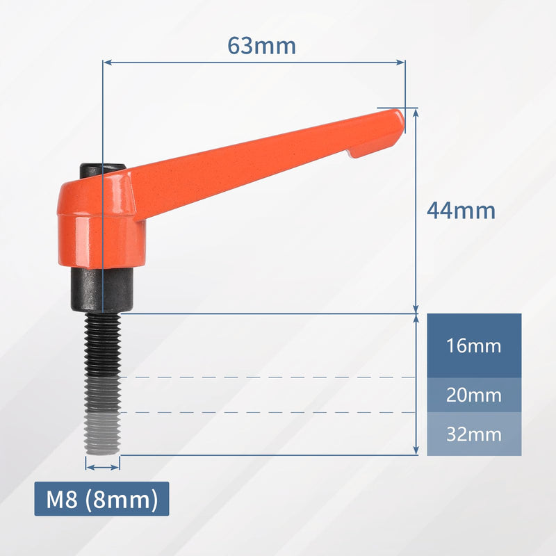 efuturetime 4pcs Clamping Lever M8 × 16mm Adjustable Male Thread Orange | Metal clamping handle, machine handles, clamping lever screw