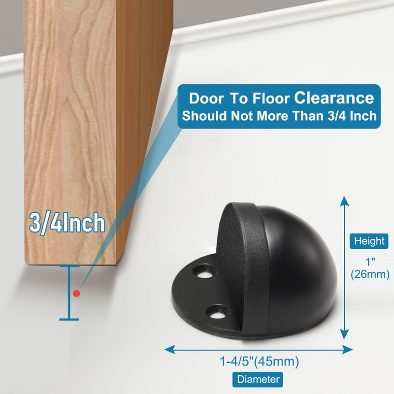 [Australia - AusPower] - Door Stopper, Floor Door Stop for Bottom of Door Black Rubber Bumper No Drilling Doorstop Wall Protector, 2 Pack 