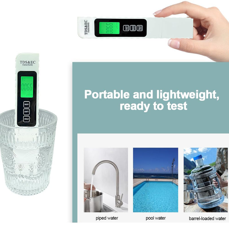 [Australia - AusPower] - 3-in-1 Multifunctional Water Testing Kits for Drinking Water and Pool - Accurate Digital TDS, Temp, EC Meter Water Tester 
