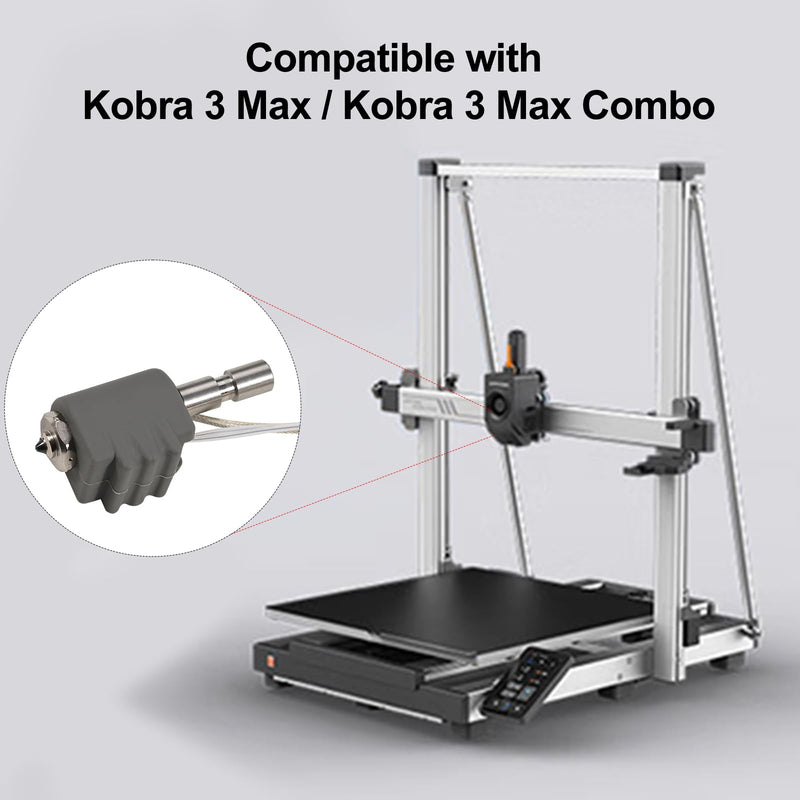 [Australia - AusPower] - 3D Printer Hotend Print Head Extruder Kit, Assembled Hot End Kit Replacement with Thermistor, Heating Block, Hardened Steel Nozzle and Silicone Cover for Anycubic Kobra 3 Max/Kobra 3 Max Combo Hotend Kit 