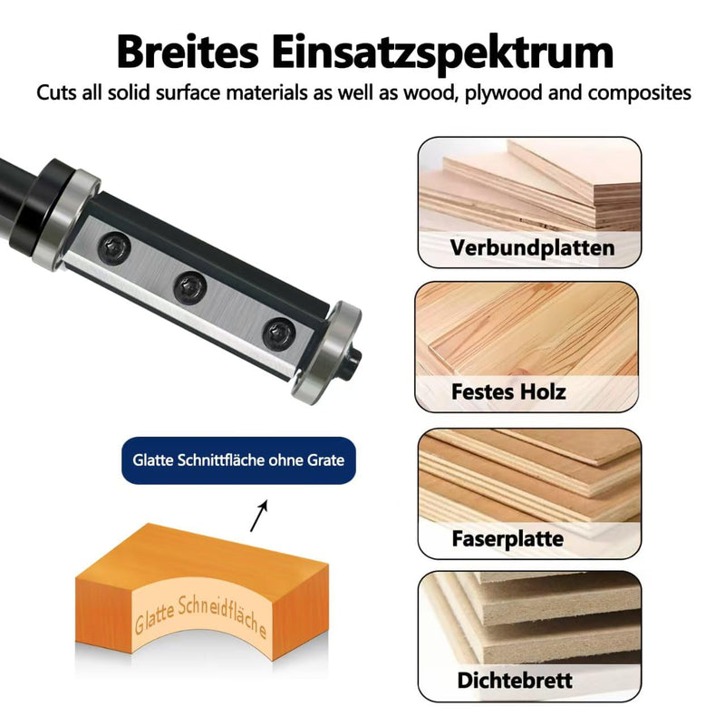 [Australia - AusPower] - GLRYD Flush Cutter 8 mm Shank, 50 mm Cutting Length, D = 16 mm, 2 Cutting Surfaces, Reversible Plates, Carbide, with Ball Bearings Top and Bottom, for Woodworking, Flush Surface/Copy Milling/Edge S=8mm,D=16mm, L=50mm Reversible plates flush cutter 