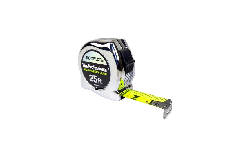 Komelon 425HV High-Visibility Professional Tape Measure, 25-Feet by 1-Inch, Chrome 7.6 m