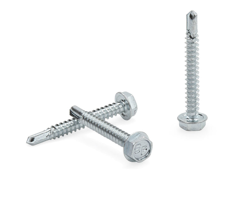 [Australia - AusPower] - #10 x 1-1/2'' Hex Washer Head Self-Drilling Tek Screw Zinc Plated Steel for Attaches Sheet Metal Steel or Steel to Metal - Box of 100 1-1/2" Long 