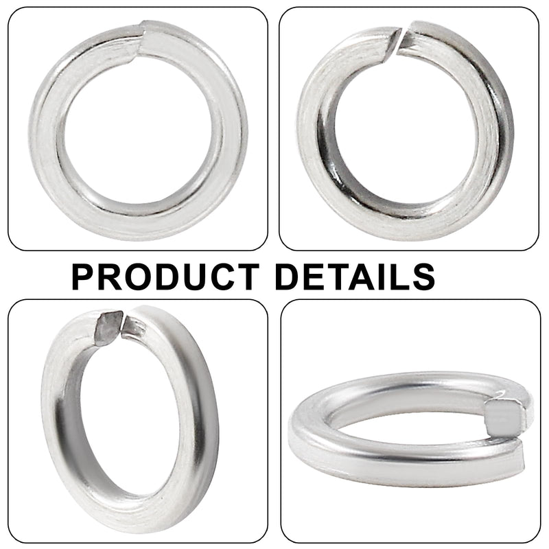 [Australia - AusPower] - Murtenze 100PCS M8 Split Lock Washer Sivler, Stainless Steel Spring Lock Washers 18-8 (304), Bright Oxide Finish, for Screws Fasteners Silver 100 