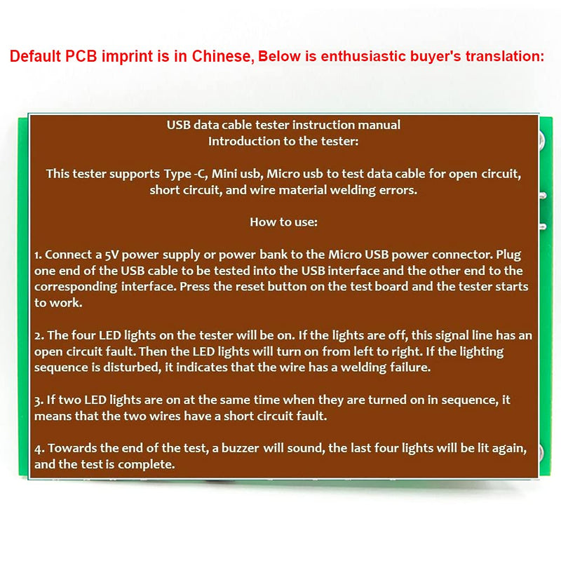 [Australia - AusPower] - USB Cable Tester, 3-in-1 Data Wire Test Fixture Precise Charging Test Card Type-C/Mini USB/Micro-USB USB Cable Test Triad Tester Card 