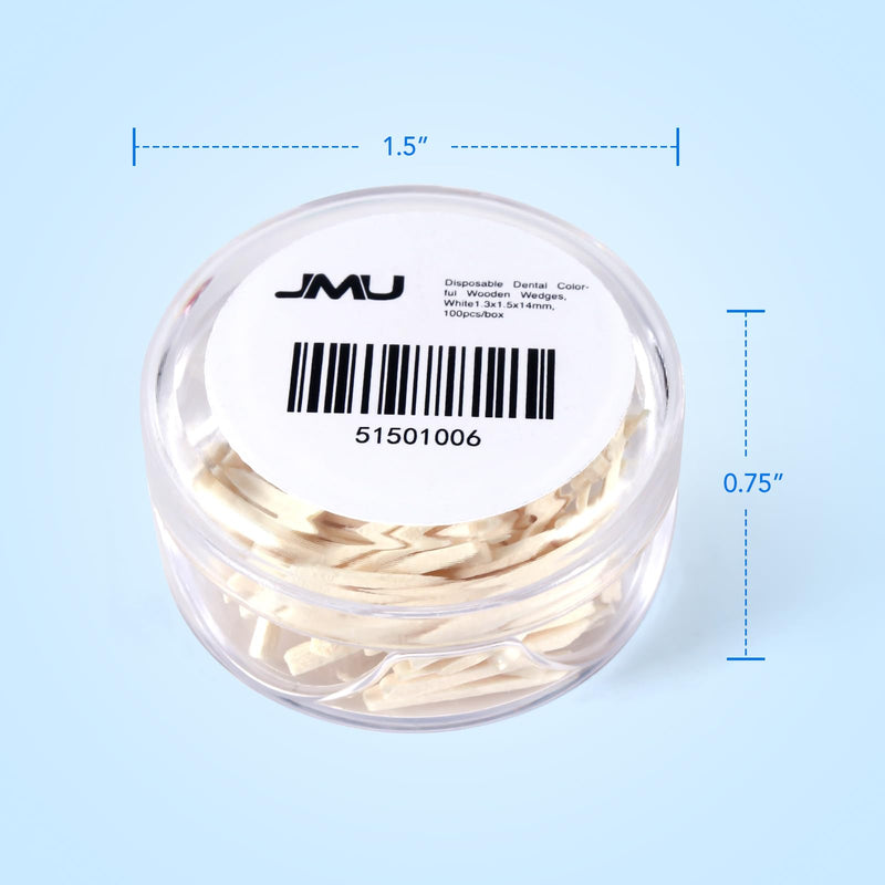 [Australia - AusPower] - JMU Dental Wooden Wedges 100Pcs Disposable Colorful Wooden Wedges (White (1.3x1.5x14mm)) White (1.3x1.5x14mm) 