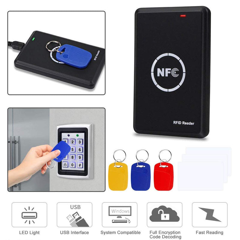 [Australia - AusPower] - RFID NFC Reader Writer,Handheld 125khz 13.56Khz Key fob Smart Reader Writer,Copier,ICID Dual Band Usage,LED Light Prompt and USB Full Speed Interface 