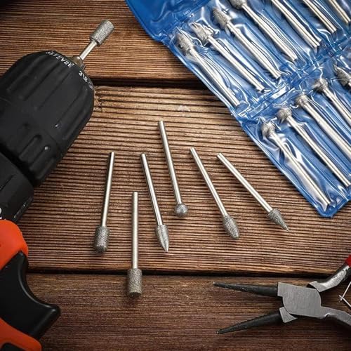 Raheem 20 Piece Diamond Cutter Set Accessories for Dremel Stone Polishing | Router Bits Grinding Points with 1/8 Inch Shank for Glass Ceramic Carving Grinding Engraving