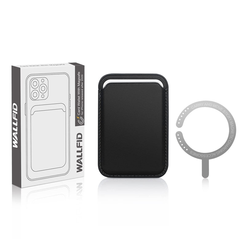 [Australia - AusPower] - WALLFID Magsafe Wallet Leather Compatible with iPhone 15/14/13/12 Pro/Max/Plus/Mini,RFID Card Holder with MagSafe Magnet(Black) Black 