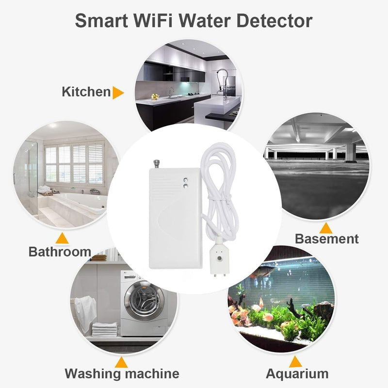 Water Detector Kit: 1 Smart Hub + 3 Leak Sensor (Silent), Water Sensor with Enhanced Signal Antenna, Water Leak Detector for Kitchen/Basement/Bathroom/Laundry, APP Monitoring, 110dB Adjustable Alarm AM 38
