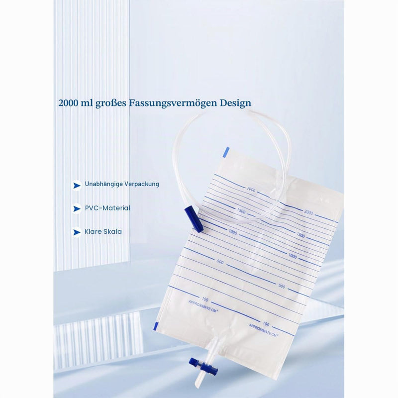 Condom Catheter External Self-Sealing Set Urinal Condom for Men + Urine Bag (30 mm/1.18 Inches) 1000+2000ML-30MM