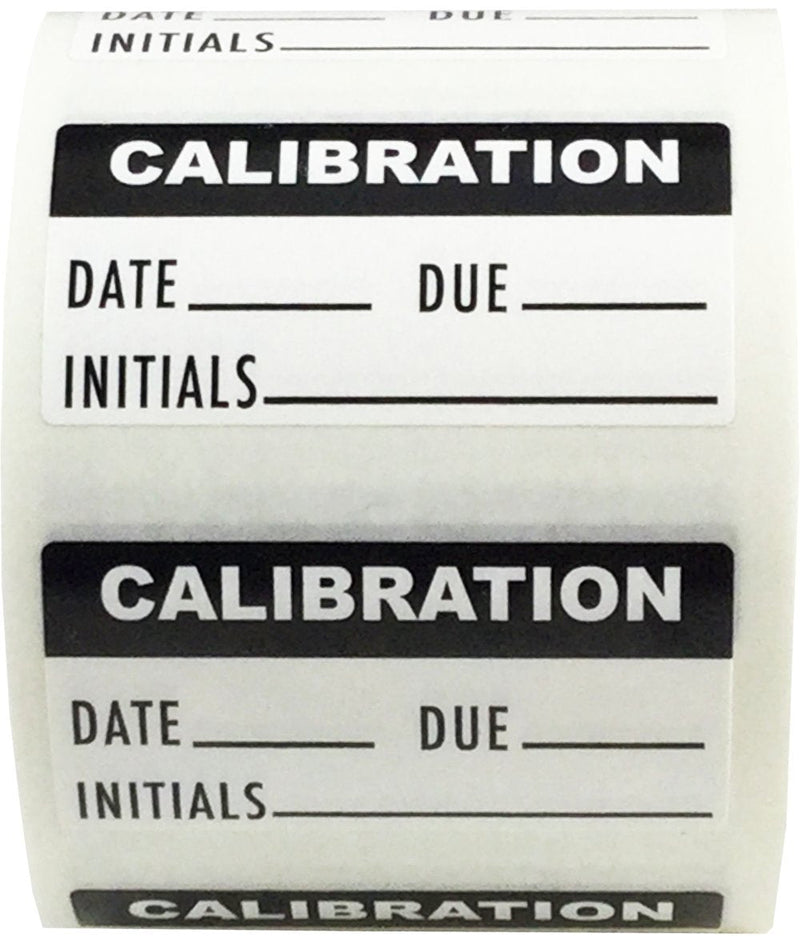 White and Black Calibration Labels, 3/4 x 1 1/2 Inch Adhesive Stickers, 500 Total Labels on a Roll with Write in Date, Next Due and Inspector Initials – Made in the USA