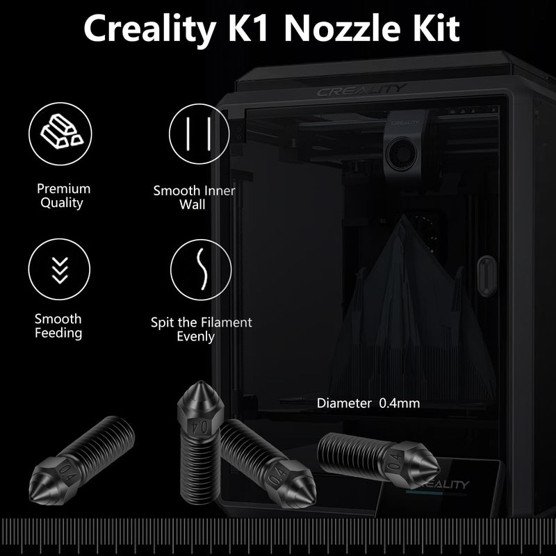 Official Creality K1 Nozzle Kits, 5PCS Ender 3 V3 KE 3D Printer Hardened Steel Nozzles 0.4mm, High-Speed Printing and High Flow Extruder Nozzles for Creality K1 / K1 Max/CR-M4 / CR-10 SE