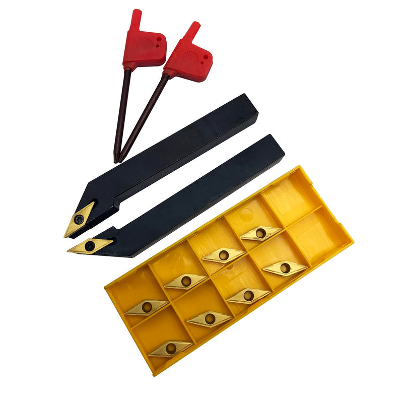 [Australia - AusPower] - 2pcs 1/2" Indexable Metal Lather Turning Tool Holder Boring Bars with VCMT110304/VCMT32.51 Carbide Turning Inserts,VCMT Insert Mutilayer Coated CNC Lathe Replacement Cutters Inserts 