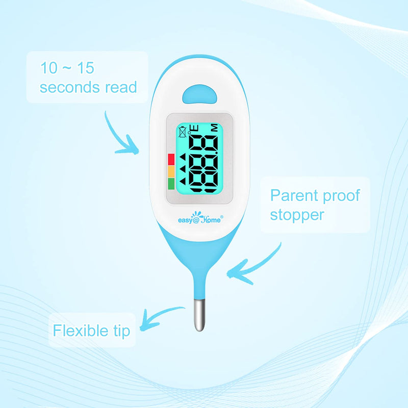 [Australia - AusPower] - Baby Rectal Thermometer with Fever Indicator - Easy@Home Perfect Newborn and Infant Digital Thermometer with LCD Display Reading Body Temperature-Kid and Baby Item with Accurate Fast Reading - EMT-027 