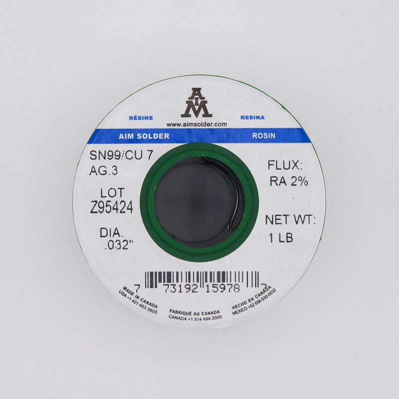 AIM Solder LeadFree Rosin Core Solder Wire Sn99 Ag0.3 Cu0.7 for Electrical Soldering 0.032inch, 1lb (0.8mm / 454g) 0.032 inch (1 lb)