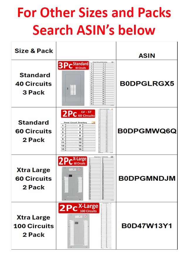 Large 60 Circuits 2 Labels Vinyl Fuse Box Circuit Breaker Panel Directory Labels Stickers Decals for All Electrical Panel/Load Centers Waterproof 2 Pack