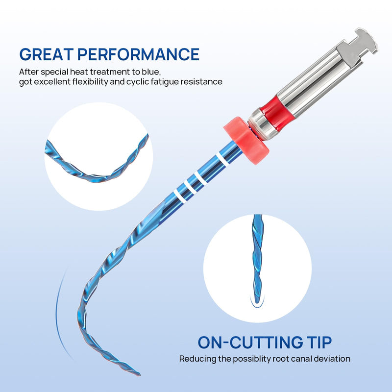 [Australia - AusPower] - JMU Dental Endodontic Niti Rotary Files #40 25mm, Blue Files Heat Activation Root Canal Engine Files, 6pcs/Pack R25-R40-R50 (25mm) 1 