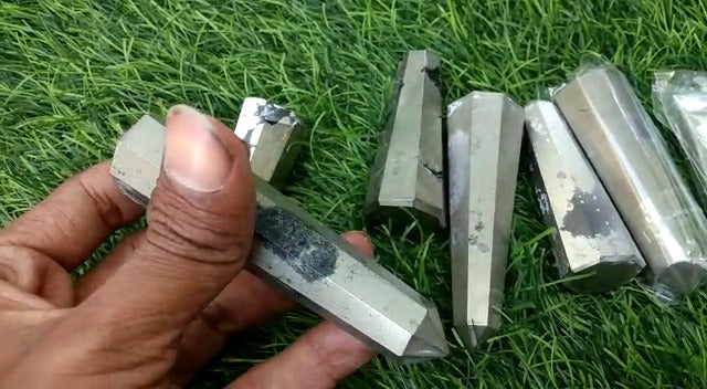 Jet Pyrite Obelisk Tower (Approx. 3 to 3.5 Inch) – Natural Golden Pyrite Crystal Polished Gemstone Decorative Piece for Home & Office Decor