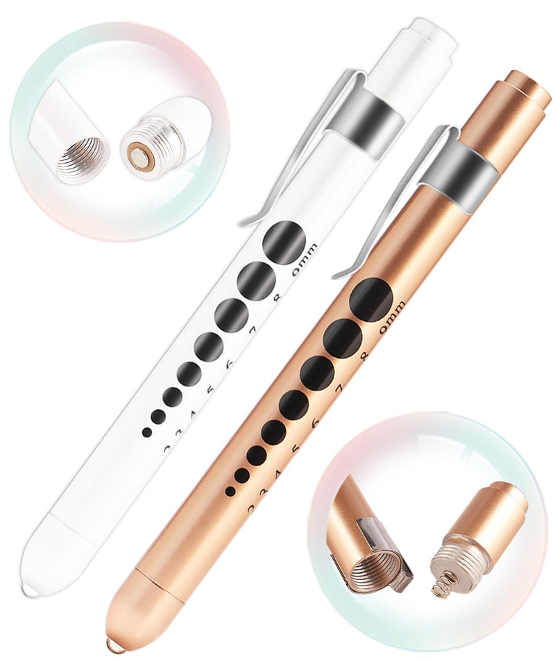 [Australia - AusPower] - MEUUT 3 Pack Medical Scissors and Penlights for Nurses Medical Supplies with Two Medical Pen lights Four Batteries, One 8 inches Ergonomical Bandage Scissors Trauma Shears for First Aid EMT Black Scissor+gold&white Penlight 