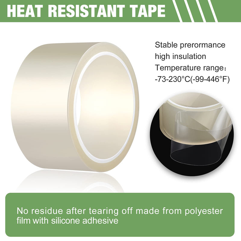 [Australia - AusPower] - 2 Pieces 108 ft Clear Heat Tape for Sublimation Heat Press Tape Heat Transfer Tape High Resistant Temperature Tape Thermal Tape for Electronics Printing Circuit Board Heat Transfer Vinyl (50 mm) 50 mm 