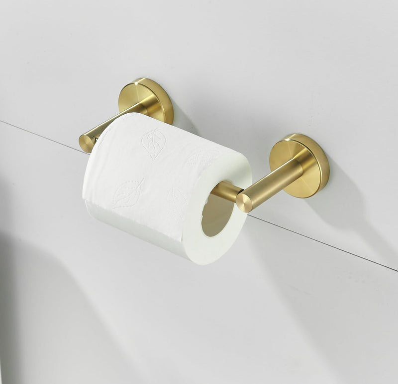 Gold Bathroom Hardware Set, Brushed Gold Toilet Paper Holder Towel Ring Robe Hooks Wall Mount Hand Towel Holder Bath Accessories Stainless Steel, 3 Pieces Brushed Gold 3 Pieces