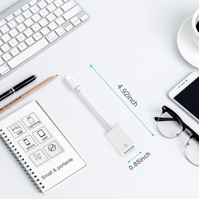 [Australia - AusPower] - 【Apple MFi Certified】 Lightning to USB Camera Adapter for iPhone/iPad, Female USB 3.0 OTG Cable Adapter Support Connect Camera,USB Flash Drive,Card Reader,MIDI Keyboard, Mouse USB to Lightning 