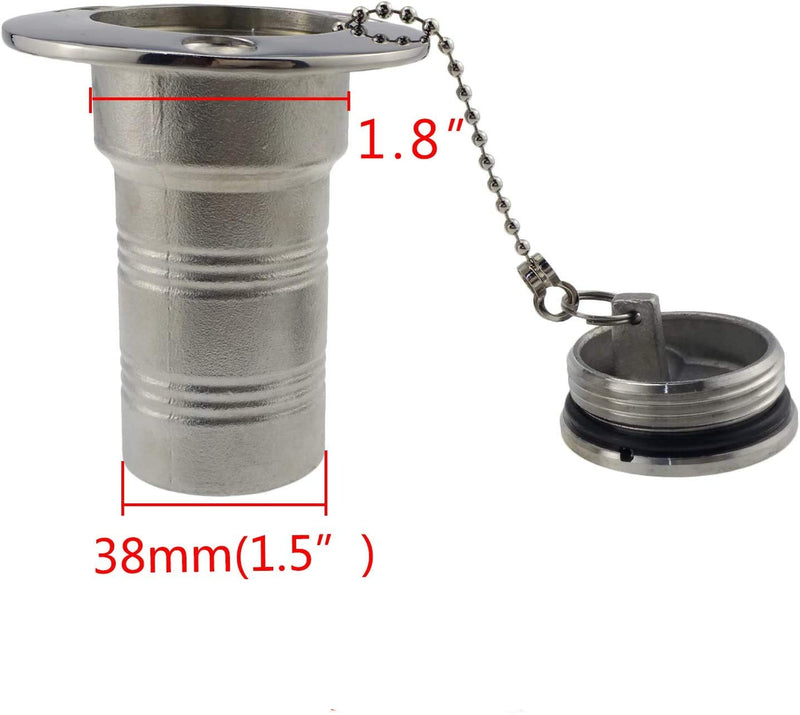 ISURE MARINE 1-1/2"(38mm) Boat Gas/Fuel/Diesel/Water/Waste Deck Fill/Filler with Keyless Cap 1-1/2" Marine Mirror- Polished 316 Stainless Steel Hardware for Boat Yacht Caravan WASTE 1-1/2"