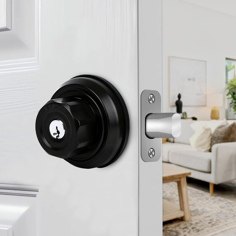 [Australia - AusPower] - EASILOK Deadbolt Lock, A3 Twist-to-Lock Keyless Single Cylinder Deadbolt Door Lock with Anti-Mislock Button for Front Door 