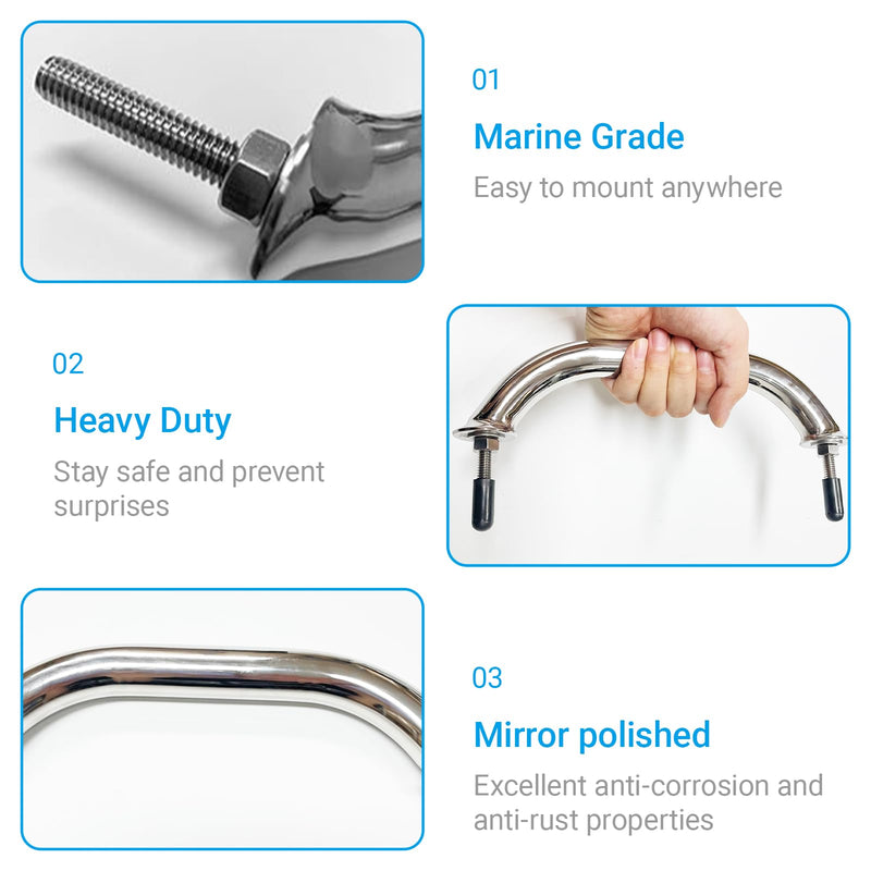 9 Inch Stainless Steel Handle Grab Handrail Grip, Marine Boat Hardware for Multipurpose (1 PCS)