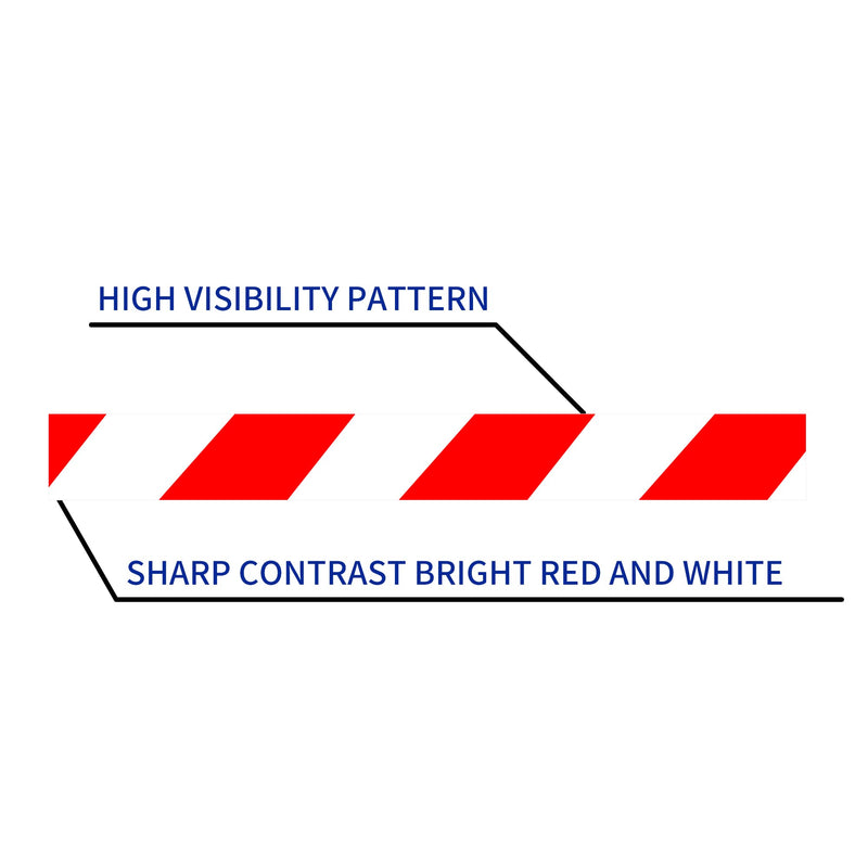 TAPEBEAR Hazard Caution Tape, 2inch x 150 Feet(50yds) Self Adhesive Warning Tape for Steps, High Visibility White&Red Tape for Halloween Outdoor Construction Warning, Crime Scene Barrier, Danger Zone red and white/1roll