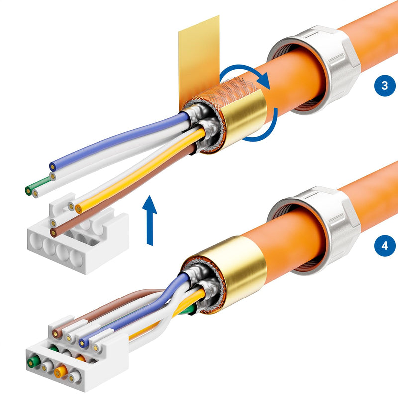 deleyCON CAT 8 Network Connector 90° Angle RJ45 40Gbps Pack of 2 | Tool-free, shielded, for rigid installation cables, raw cables, RJ45 Ethernet LAN DSL patch cable Angled 2 pcs.