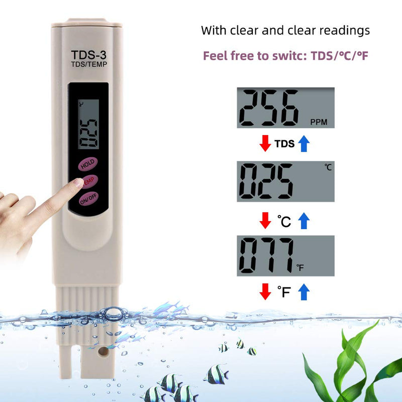 [Australia - AusPower] - Digital TDS Meter Water Tester, PPM Water Quality Tester Measuring Range 0-9999ppm, Ideal for Drinking Water, Swimming Pool, Aquariums, Hydroponics (Grey) (TDS) 1 